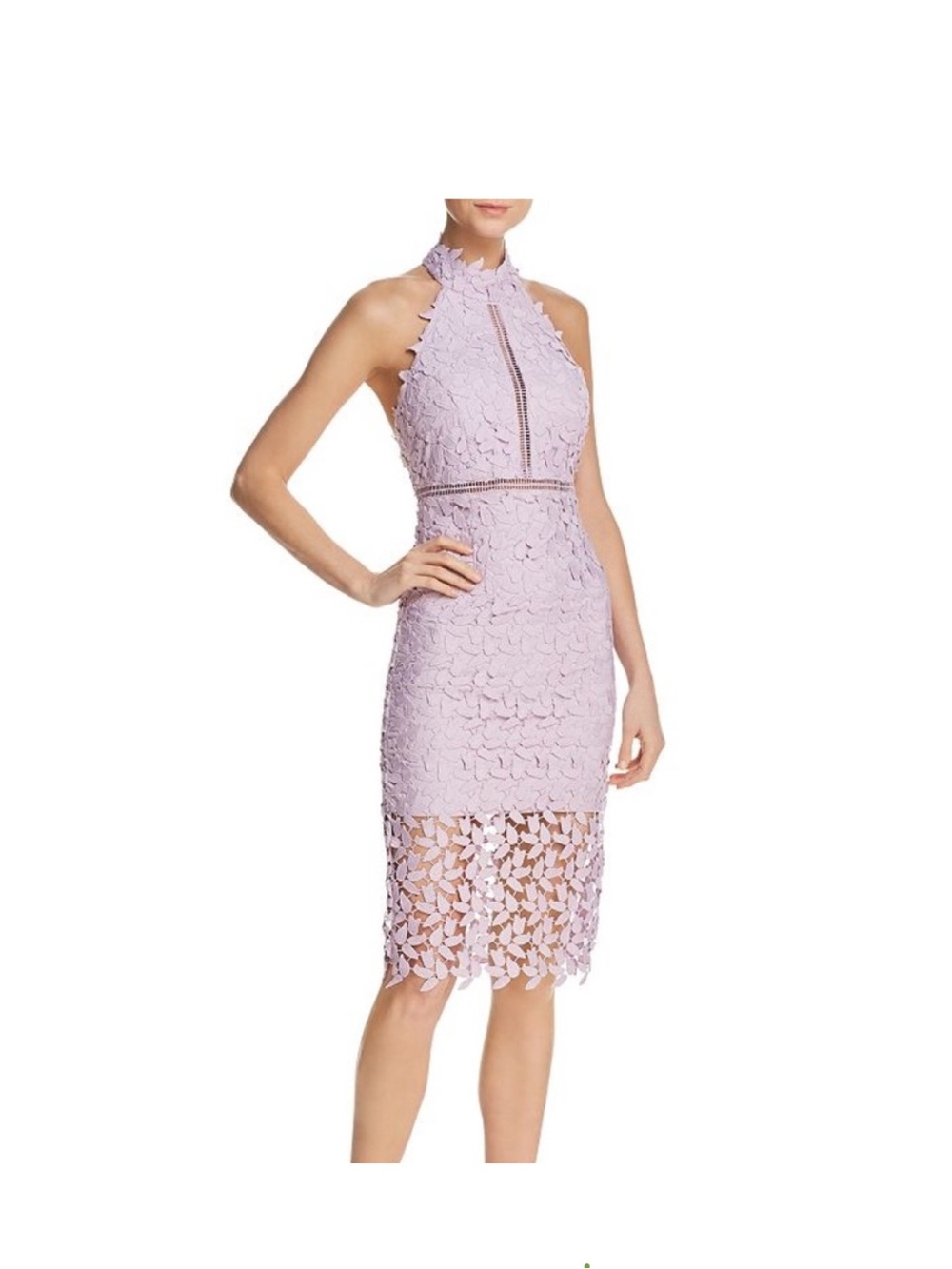 Bardot Pastel Lilac Lace Halter Midi Dress